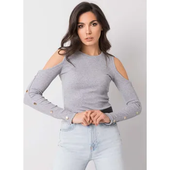 Dámské tričko Světle šedé dámské tričko s průstřihy na ramenou RV-BZ-5099-1.07-gray Velikost: L/XL