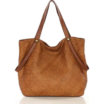 Kabelka MARCO MAZZINI Camel velká taška shopper z tkané kůže (v244c) Velikost: ONE SIZE