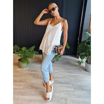 Dámské tričko Dámský krajkový top ve stylu boho SLR092 Barva: Bílá, Velikost: L