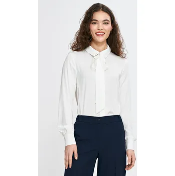 Dámská halenka Halenka s vlečkou pod krkem B190 Barva: Smetanová, Velikost: S