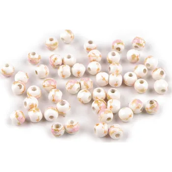 Porcelánové korálky s květy Ø6 mm