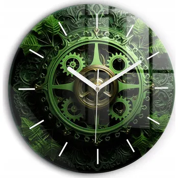 Hodiny Moderní skleněné nástěnné hodiny Zelený mechanismus bílé ručičky fi60 cm