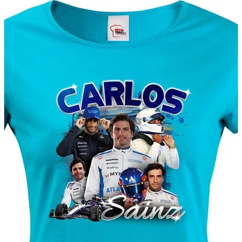 Dámské tričko Dámské tričko F1 - Carlos Sainz, Barva Modrá, Velikost XL, Canvas Dámské tričko s krátkým rukávem Bezvatriko.cz 2812