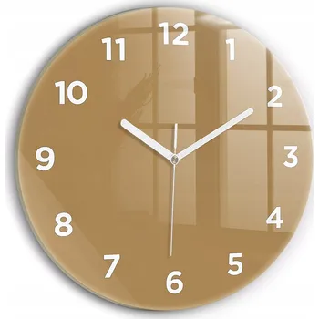 Hodiny Moderní skleněné nástěnné hodiny s potiskem Béžové kulatý průměr 30 cm