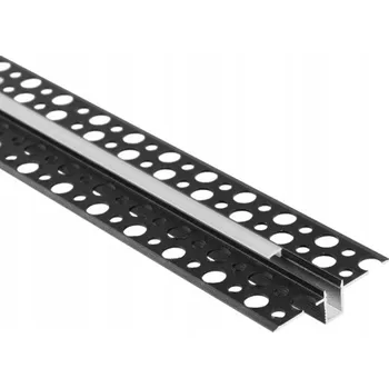 GPW02 GK podomítkový profil černý úzký + záslepky + mléčný kryt 2m