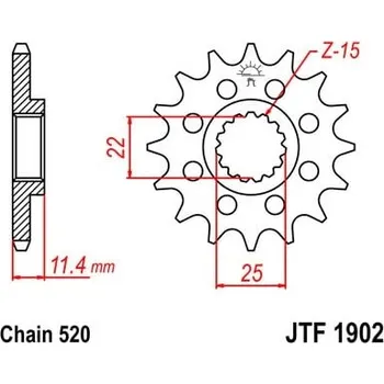 řetězové kolečko pro sekundární řetězy typu 520, (14 zubů) KTM SC 400 LC4 Super Competition 1995-1996