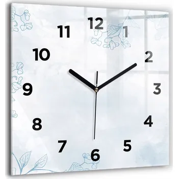 Hodiny Velké tvrzené skleněné nástěnné hodiny Tiché ručičky Obývací pokoj Náčrt rostlin