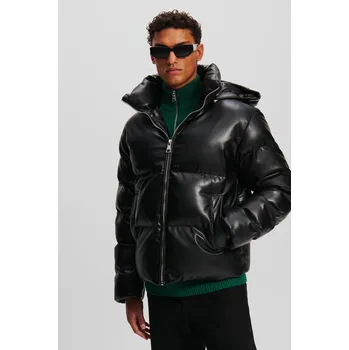 BUNDA KARL LAGERFELD FAUX LEATHER PUFFER JACKET BLACK