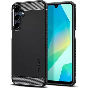 Telefonní příslušenství Odolné pouzdro Spigen Rugged Armor – Samsung Galaxy A16 4G / 5G, černé (Odolné pouzdro Spigen Rugged Armor – matně černé TPU pouzdro s karbonovým vzorem a ochranou rohů pro Samsung Galaxy A16 4G / 5G)