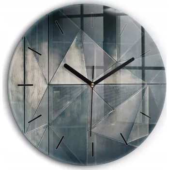 Hodiny Nástěnné hodiny Kovová abstrakce trojúhelníky černé ručičky kulatý průměr 60 cm