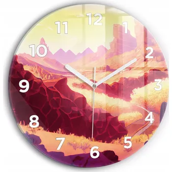 Hodiny Moderní skleněné nástěnné hodiny Poušť v Arizoně kulatý průměr 30 cm