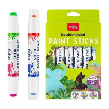 Vodová barva EASY Kids Oboustranné tuhé plakátové barvy v tyčince, 6 ks, 12 barev