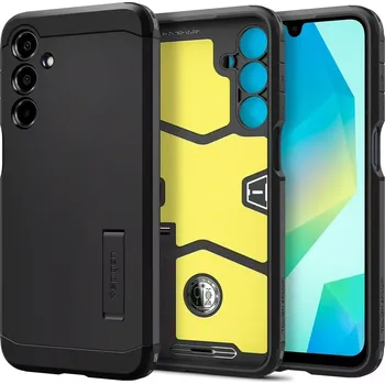 Odolné pouzdro Spigen Tough Armor – Samsung Galaxy A16 4G / 5G, černé (Odolné dvouvrstvé pouzdro Spigen Tough Armor – černé pouzdro s vojenskou certifikací MIL-STD pro Samsung Galaxy A16 4G / 5G)