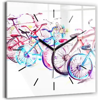 Hodiny Skleněné nástěnné hodiny tiché ručičky Obývací pokoj Barevná městská kola 30x30