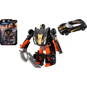 Figurka Teddies Transformer auto/robot plast 14cm černý na kartě 17x26x6cm