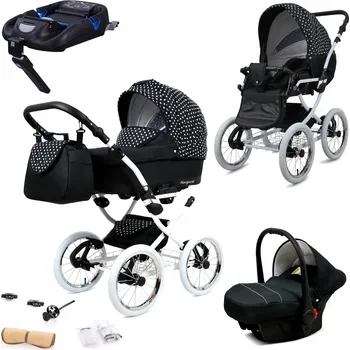 Kočárek Kočárek 4v1 BabyLux MARGARET WHITE - sportovní kočárek, hluboká korba, autosedačka, základna ISOFIX