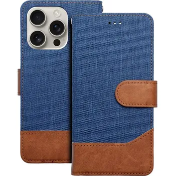 Pouzdro na mobilní telefon Flip pouzdro JEANS Book – Xiaomi Redmi 13C / Poco C65, modré (Flip pouzdro JEANS Book – modré knížkové pouzdro z textilu pro Xiaomi Redmi 13C / Poco C65 se stojánkem a kapsami na karty)