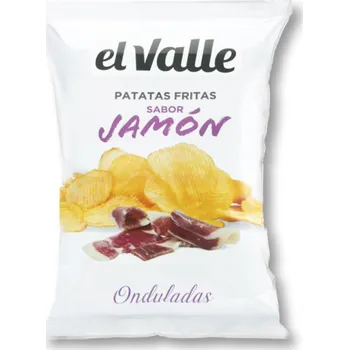 Chips El Valle brambůrky vroubkované s příchutí Jamón 45g