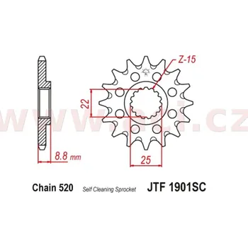 kompletní řetězová sada, JT KTM SX-F 250 2015-2021
