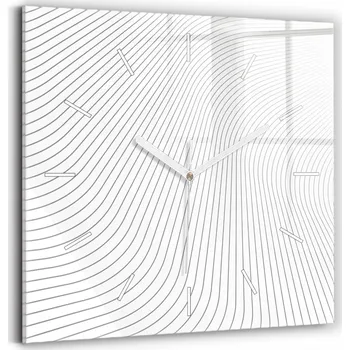 Hodiny Čtvercové Skleněné Hodiny Minimalistické Nástěnné Linie abstrakce 30x30 cm