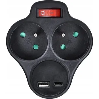 rozbočovací zásuvka Solight Černá USB rozbočka Elektrická Zásuvka