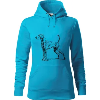 Dámská mikina Mikina - Výmarský ohař 2 Barva: Modrá - tyrkysová (44), Velikost: M, Střih: Dámské