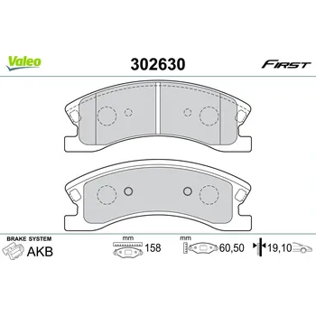 Brzdová destička Sada brzdových destiček, kotoučová brzda VALEO 302630