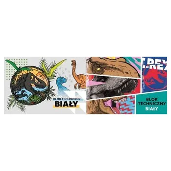 Set školních potřeb Blok techniczny A4/10K biały Jurassic park mix