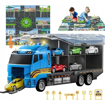 autíčko SADA NÁKLADNÍHO AUTA S MAPOU A ZVUKOVÝMI EFEKTY - IDEÁLNÍ DÁREK PRO DĚTI