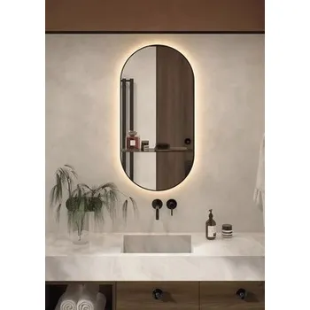Zrcadlo Oválné zrcadlo do koupelny s osvětlením v rámu Cordia Oval shelf backlight 100 x 50 cm IP 44