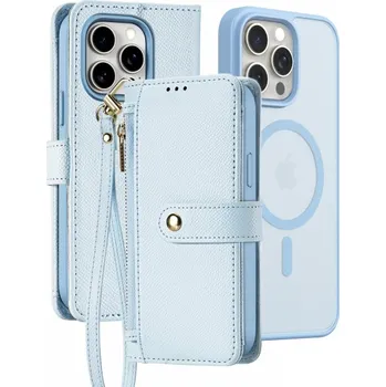 Pouzdro na mobilní telefon DUX DUCIS Lawa 2v1 odnímatelné flipové pouzdro s MagSafe a peněženkou pro iPhone 15 Pro Max - modré