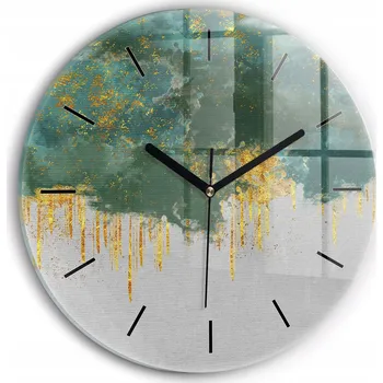 Hodiny Moderní skleněné hodiny s grafikou na zeď Dekorativní kulatý design průměr 30 cm