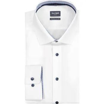 Pánská košile Velké Velikosti - OLYMP - Luxor, Modern Fit, jednobarevná košile s ozdobnými prvky - 46 - Bílá