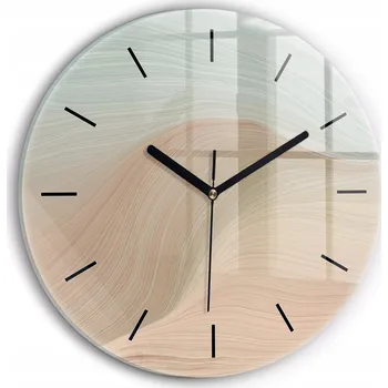 Hodiny Moderní skleněné nástěnné hodiny s potiskem Abstrakce vlny kulatý průměr 30 cm