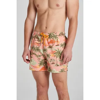 Pánské plavky PLAVKY GANT HAWAII PRINT SWIM SHORTS PEACHY PINK