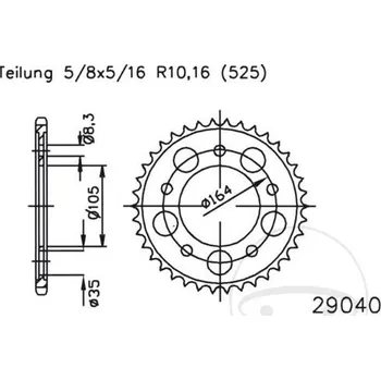 Řetězová rozeta JMT (47T, for chain 525) 2H111500