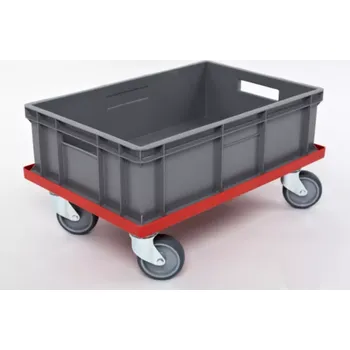 PLASTOVÝ VOZÍK S MŘÍŽKOU A GUMOVÝMI KOLY ROZM. 620 X 420 X 150 MM ČERVENÝ