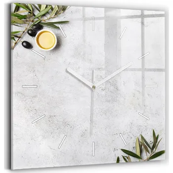 Hodiny Skleněné nástěnné hodiny tiché ručičky obývák minimalistické olivky 30x30