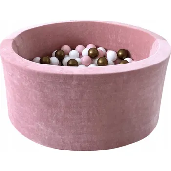 Dětsný nábytek Suchý bazén s míčky Velvet 40x90 Růžový + 250 míčků - HOTOVÝ MIX