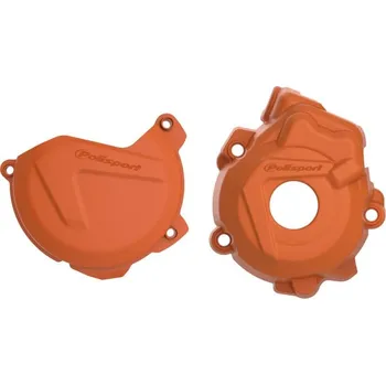 Sada krytu spojkového víka a krytu víka zapalování POLISPORT 90971 oranžová HUSQVARNA FC 350 2014-2015