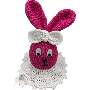 Velikonoční dekorace Dubový skřítek Háčkovaná slečna Zajíčková tmavě růžová
