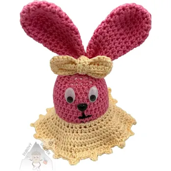 Velikonoční dekorace Dubový skřítek Háčkovaná slečna Zajíčková světle růžová