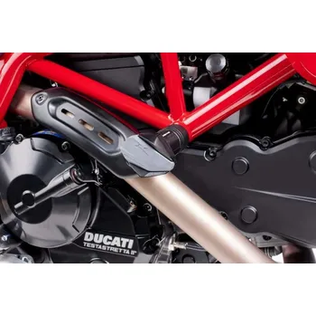 Pádové protektory rámu PUIG R12 6557N černý s šedou gumou DUCATI Hypermotard 939 2016-2018