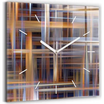 Hodiny Skleněné nástěnné hodiny z tvrzeného skla - Abstraktní geometrie