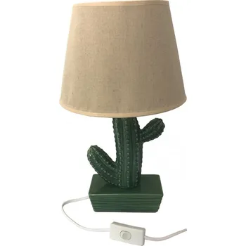 Lampička DUE ESSE, Stolní lampa zelená se zeleným kaktusem 38 cm