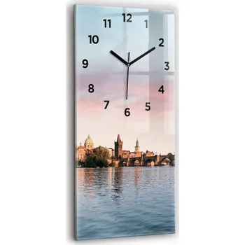 Hodiny Nástěnné hodiny skleněné tiché do loftu Karlův most Praha