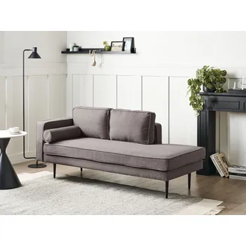 Pohovka Lenoška hnědá čalouněná polyesterová levostranná kovové nohy další polštář Beliani