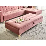 Úložný taburet růžový sametové čalounění podnožka stolička s úložným prostorem zlaté nohy moderní styl obývací pokoj Beliani