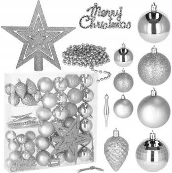 Vánoční dekorace VÁNOČNÍ VÁNOČNÍ BAŇKY NA STROMČEK, SADA 5 1 KS , ČERVENÉ + HVĚZDA