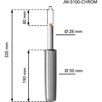Onpira Chromový křeslový / židlový píst Celková délka: 335 mm